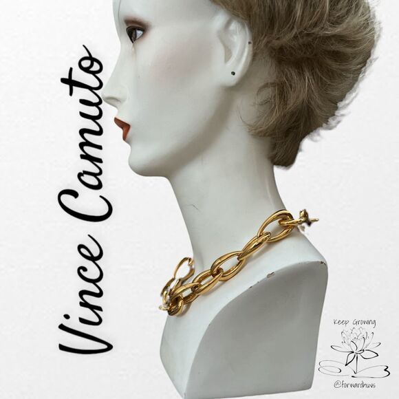 Vince Camuto Large Gold Tone Chain Necklace - Picture 6 of 8